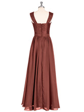 Shoulder Strap Lace AND CHIFFON Long Dress-Terracotta