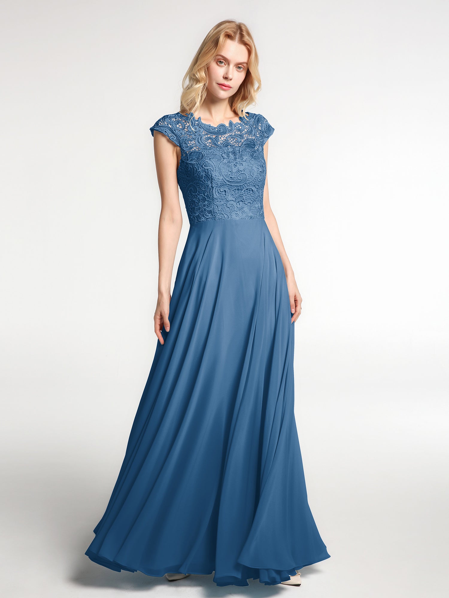 wallis bridesmaid dresses BABARONI Lace Ink Blue Illusion Floor-length Cap Sleeve A-line, Ink Blue / US0 Color:Colony Green The bodice features a house maxi dress Peacock Blue David's Bridal