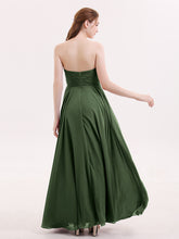 Strapless Sweetheart Maxi Bridesmaid Dress-Olive Green