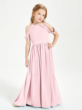 Dreamy Off the Shoulder Bridesmaid Gown for Junior Blushing Pink