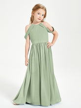 Dreamy Off the Shoulder Bridesmaid Gown for Junior Dusty Sage