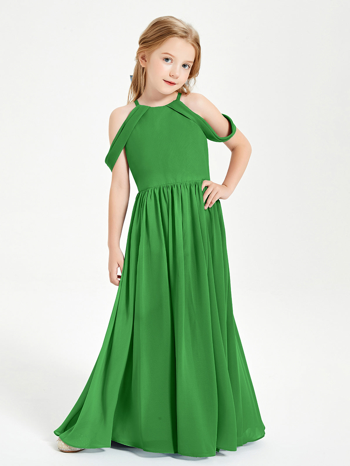 BABARONI Dreamy Off The Shoulder Bridesmaid Gown for Junior Green, Green / J4