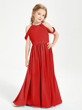 Dreamy Off the Shoulder Bridesmaid Gown for Junior Red