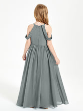 Dreamy Off the Shoulder Bridesmaid Gown for Junior Steel Grey