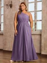 One-Shoulder Chiffon Max Dresses with Slit-Plum Plus Size