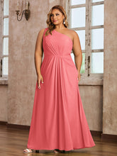 One-Shoulder Chiffon Max Dresses with Slit-Watermelon Plus Size