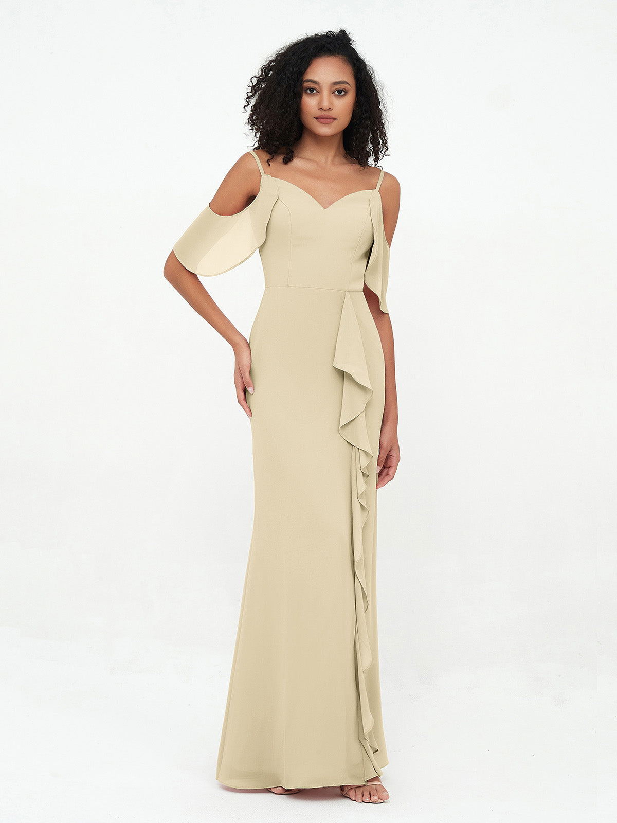 Chiffon Dresses with Spaghetti Straps and Pocket Cabernet