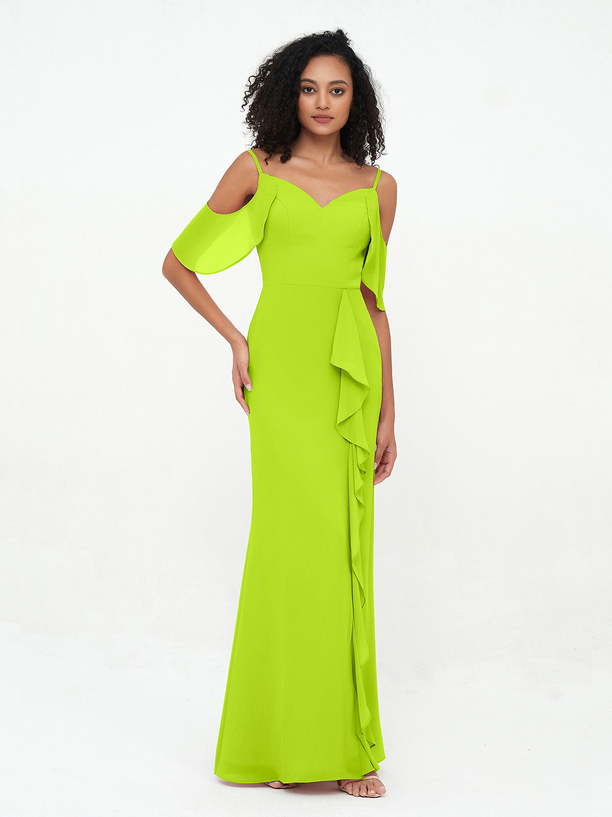 Spaghetti Strap Maxi Dress with Sweetheart Lime Green Plus Size
