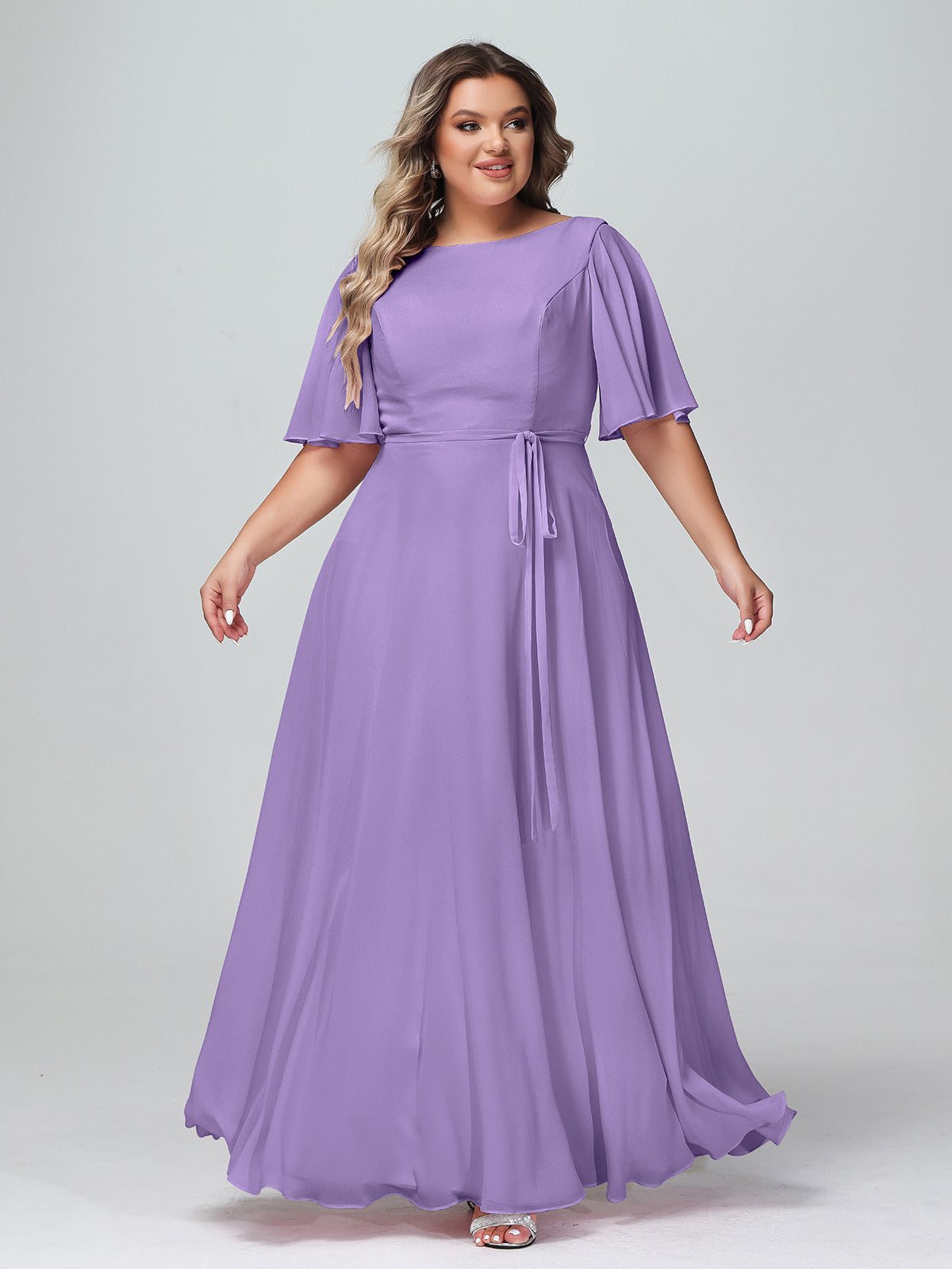 Spaghetti Strap Chiffon Dresses with Shoulder Ruffles Tahiti Plus Size