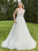 Spaghetti Straps Ruched Backless A-Line Bridal Dress Champagne