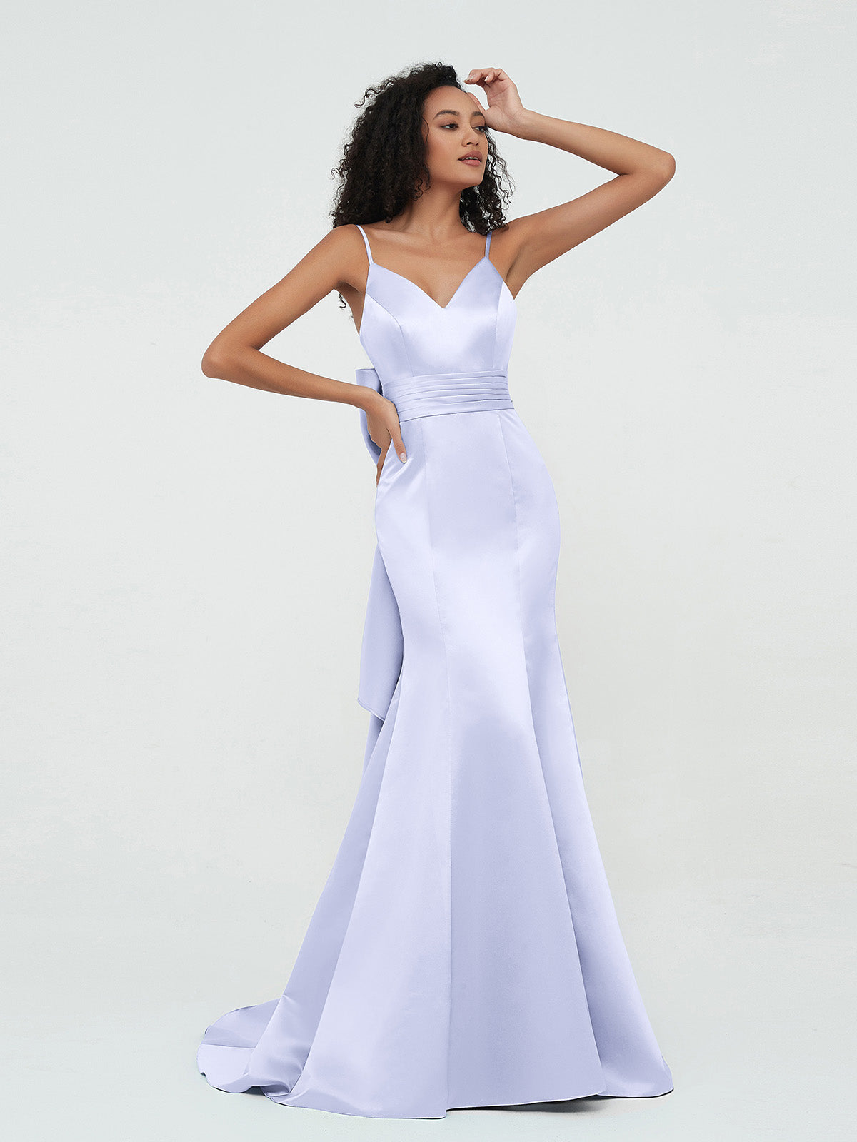 BABARONI Spaghetti Straps Satin Mermaid Dresses-Lavender Plus size, Lavender / US18 BABARONI Spaghetti Straps Satin Mermaid Dresses-Lavender Plus size, Lavender / US18