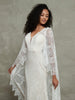 Deep V-neck Lace Bridal Dresses with Shawl-Ivory