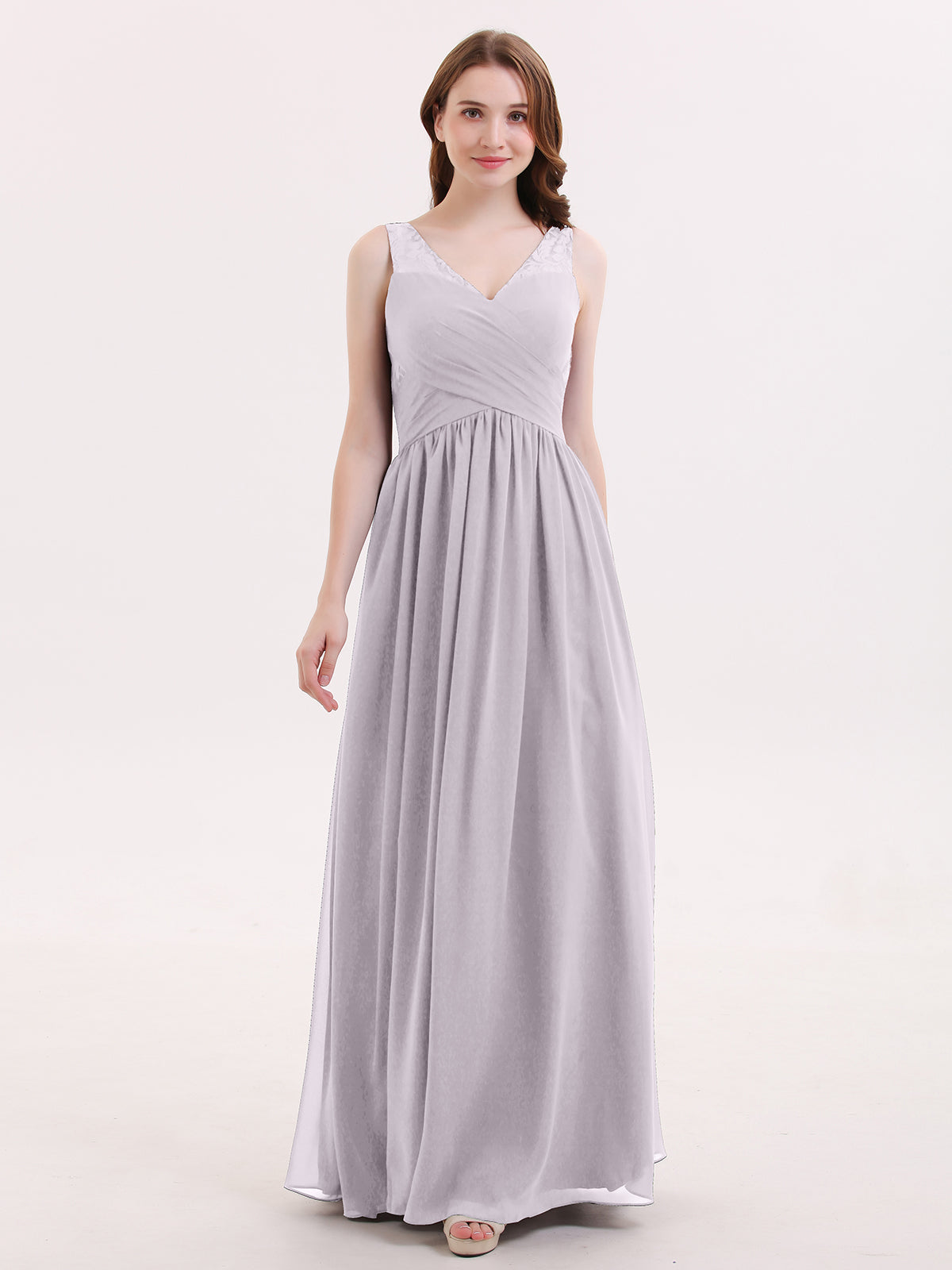 Chiffon Illusion Neck Maxi Gowns Of Bridesmaids Dusk Plus Size