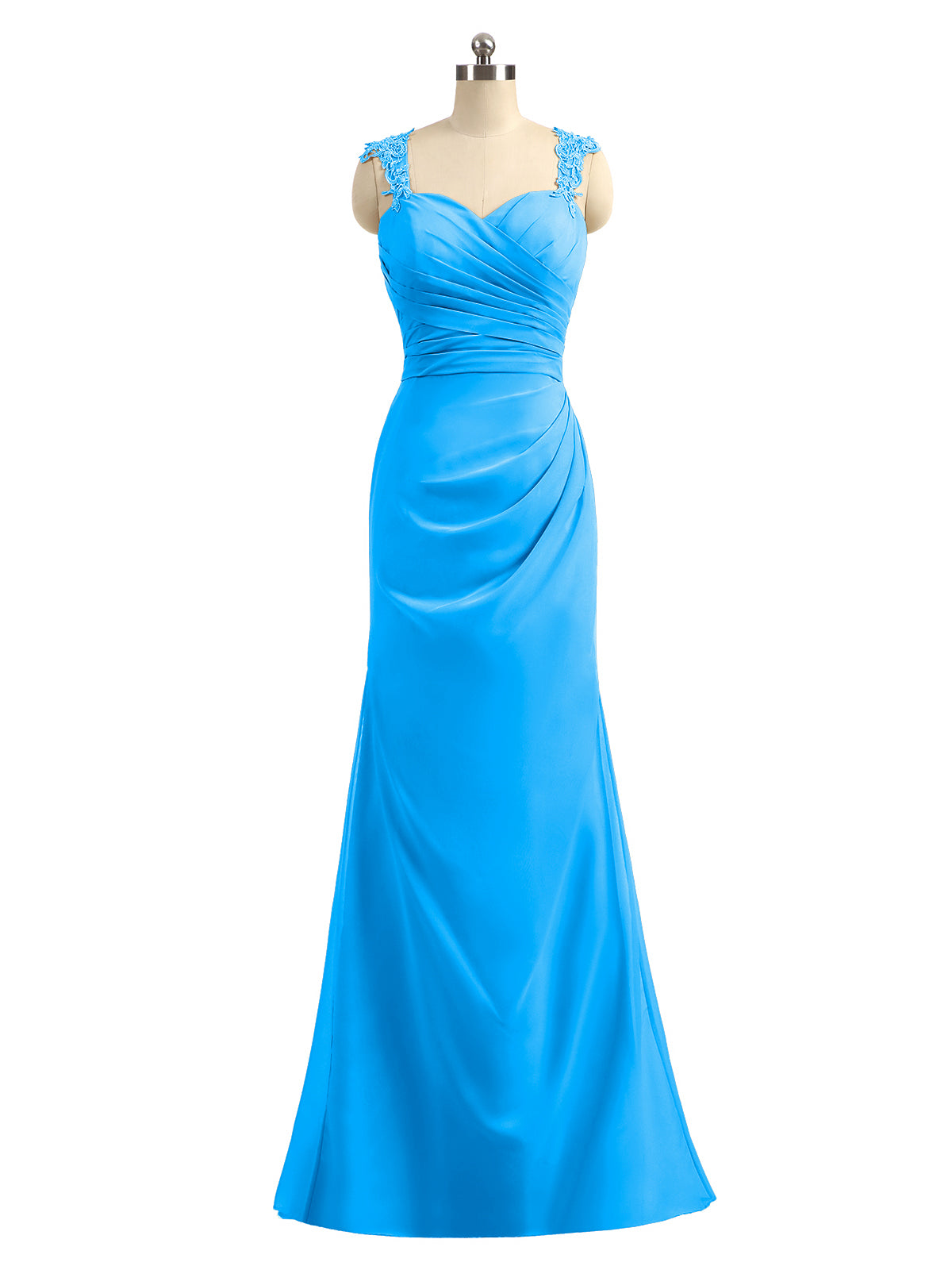 BABARONI Lace Appliqued Strap Sheath Open Back Dress Ocean Blue, Ocean Blue / US0 BABARONI Lace Appliqued Strap Sheath Open Back Dress Ocean Blue, Ocean Blue / US0