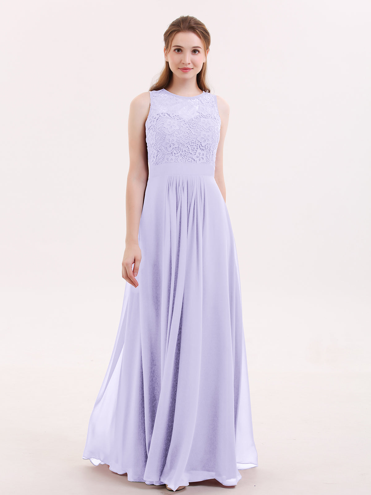 Chiffon And Lace Halter Maxi Dresses Lilac Plus Size