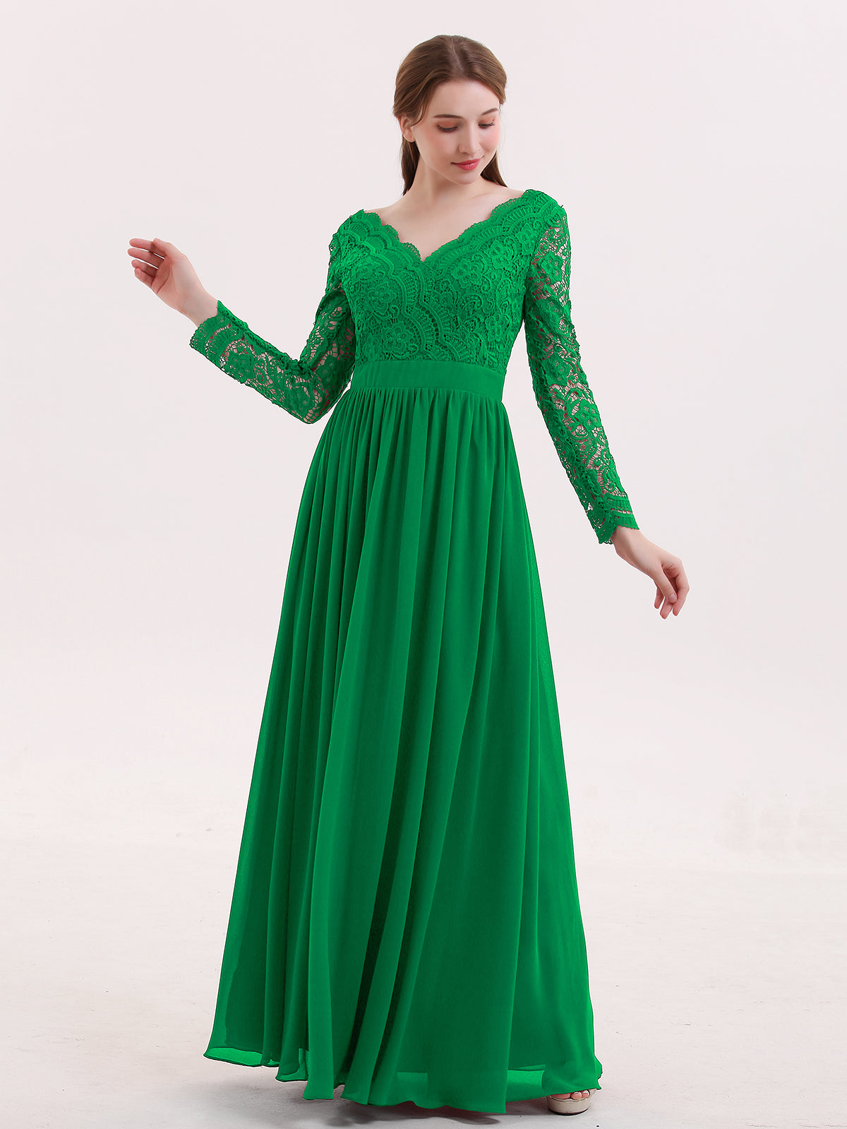 Emerald Green Chiffon Dress