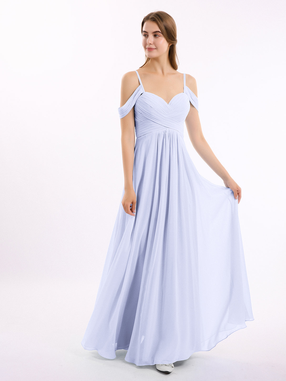 Off The Shoulder Chiffon Dresses with Spaghetti Straps Terracotta