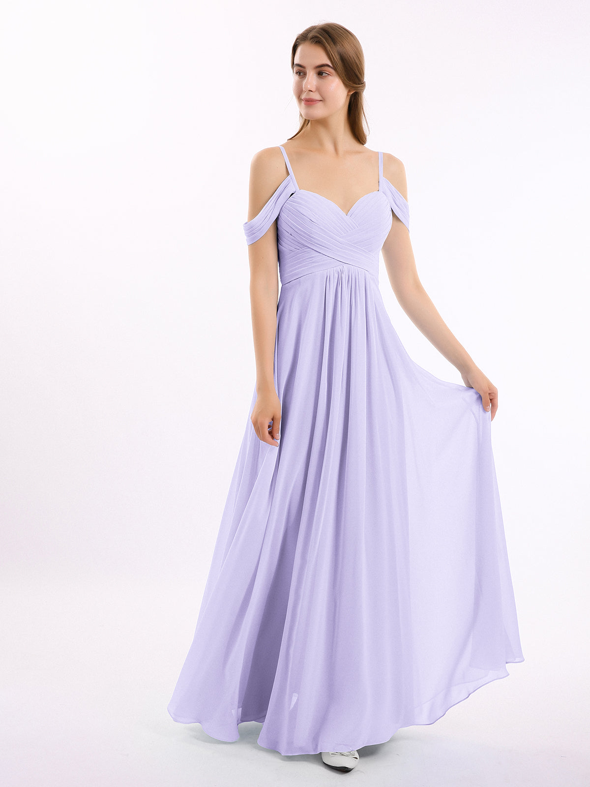 Spaghetti Straps Long Chiffon Dresses Ivory Plus Size