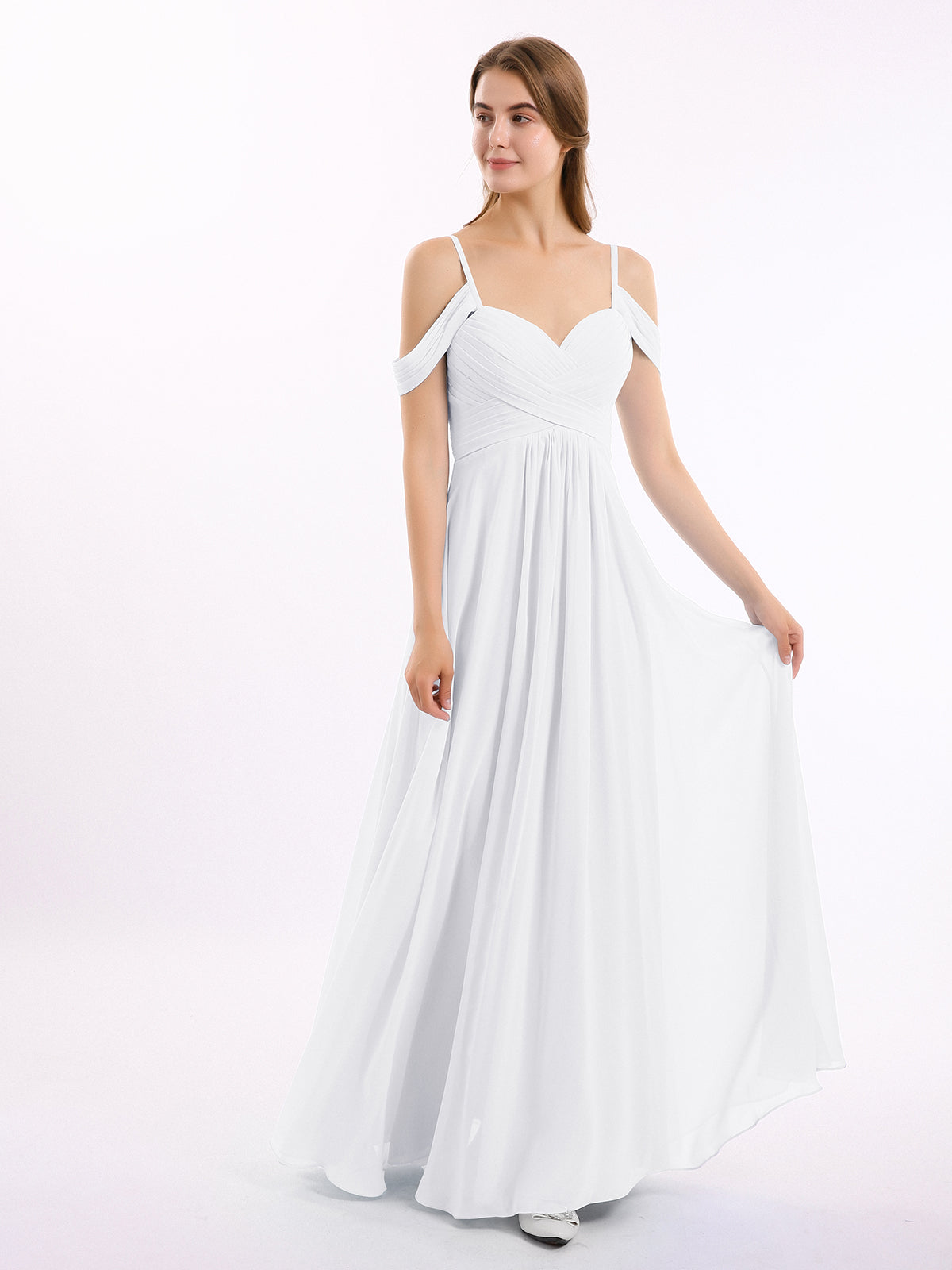 Strapless Chiffon Full Length Gowns White Plus Size