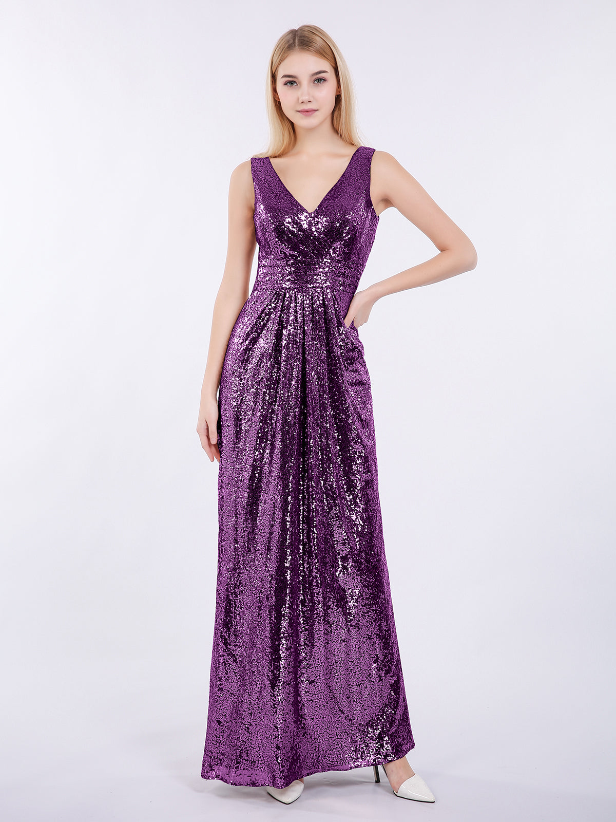 Halter Sequins Lace And Tulle Dresses Grape Plus Size main image 1