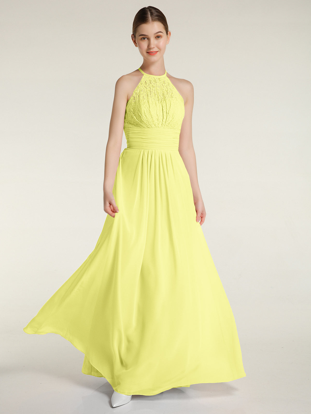 Chiffon and Lace Appliqued Long Dresses Daffodil Plus Size