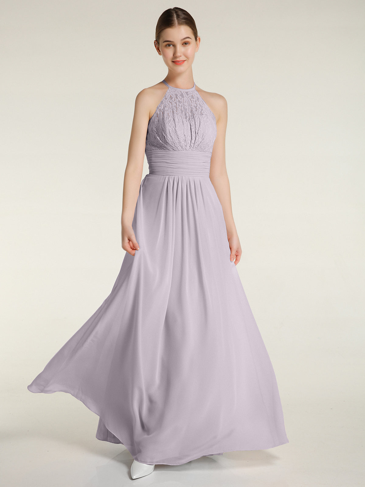 BABARONI Halter Chiffon And Lace Long Dresses Dusk Plus Size, Dusk / US18