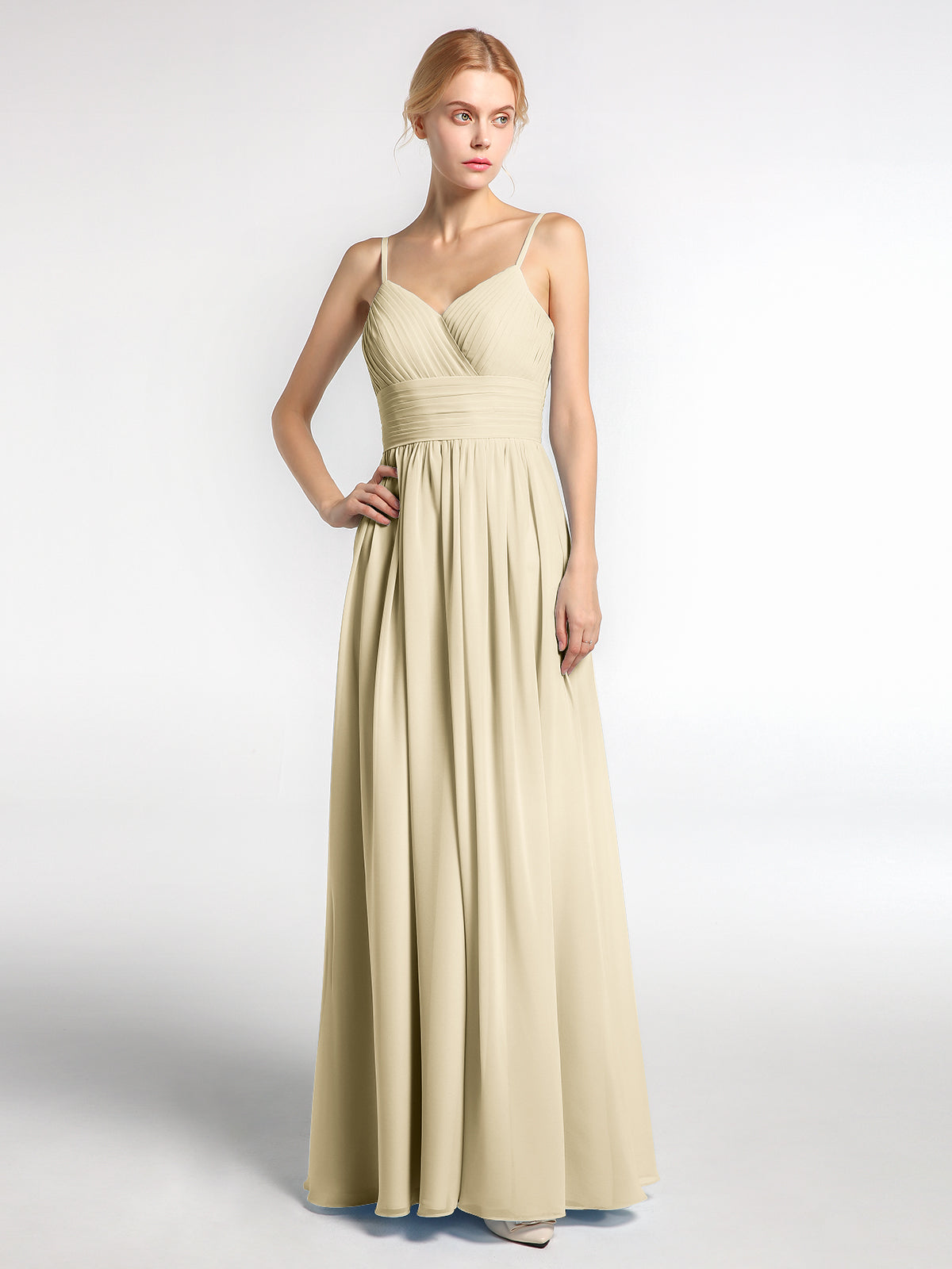 BABARONI Spaghestti Strap Chiffon Maxi Gowns Champagne, Champagne / US0 BABARONI Spaghestti Strap Chiffon Maxi Gowns Champagne, Champagne / US0