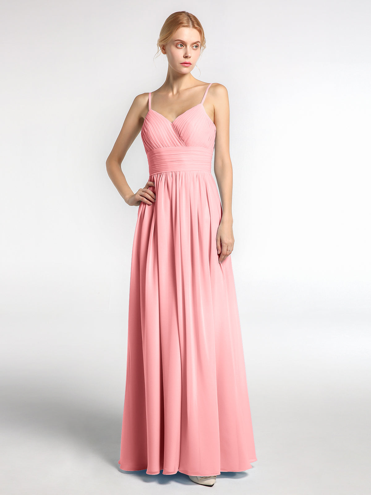 Chiffon Spaghetti Strap Maxi Dresses Flamingo Plus Size