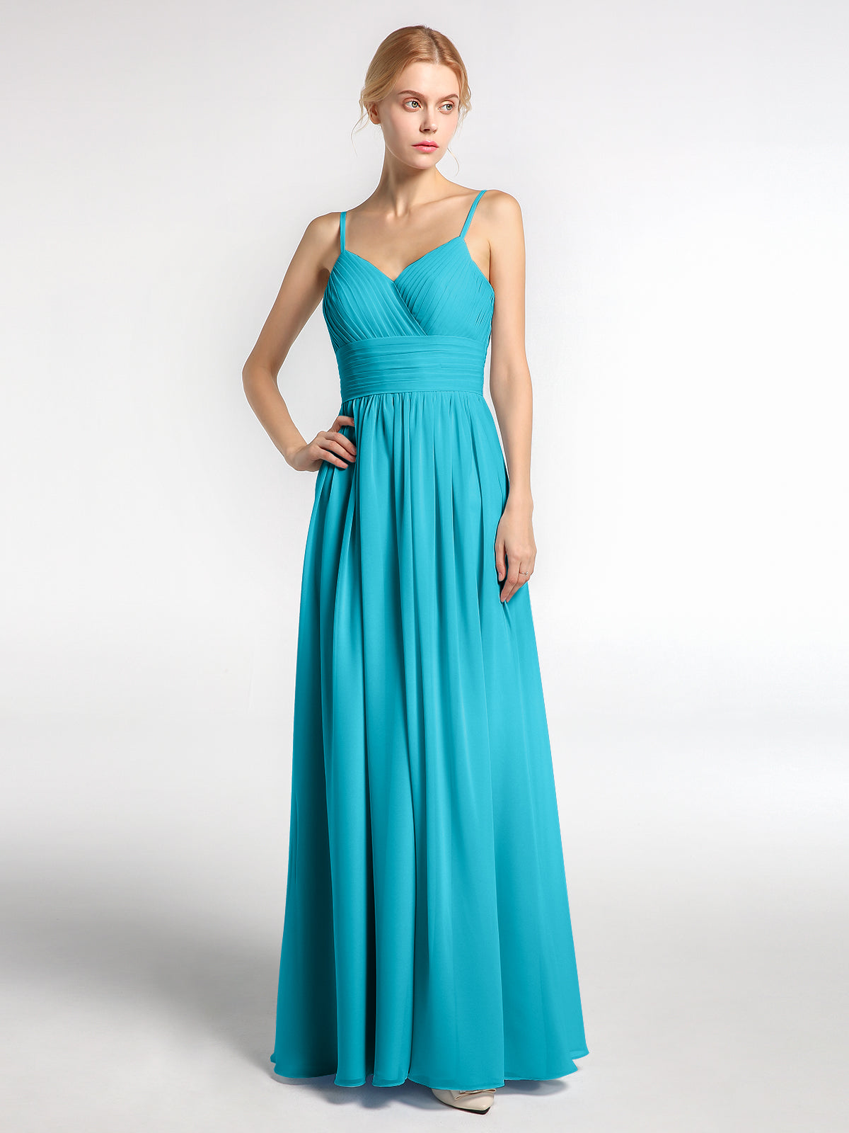 jade blue bridesmaid dresses BABARONI Spaghestti Strap Chiffon Maxi Gowns Jade, Jade / US0