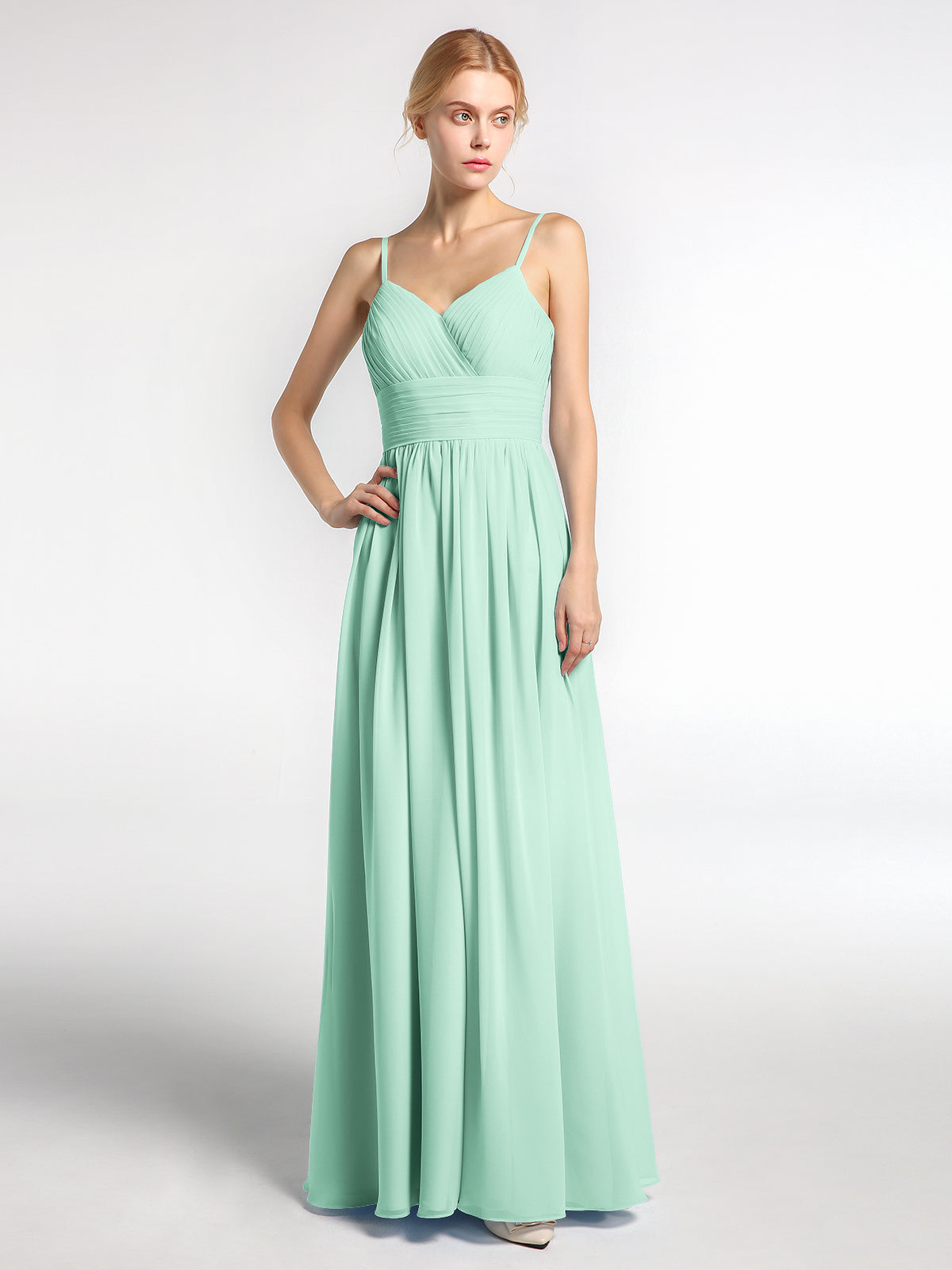 BABARONI Spaghestti Strap Chiffon Maxi Gowns Mint Green, Mint Green / US0 BABARONI Spaghestti Strap Chiffon Maxi Gowns Mint Green, Mint Green / US0