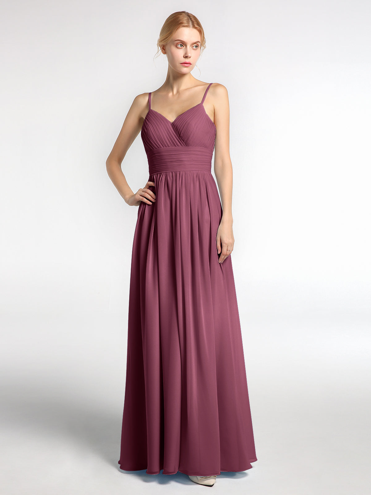 Full Length Chiffon Gowns with Illusion Neck Mulberry Plus Size