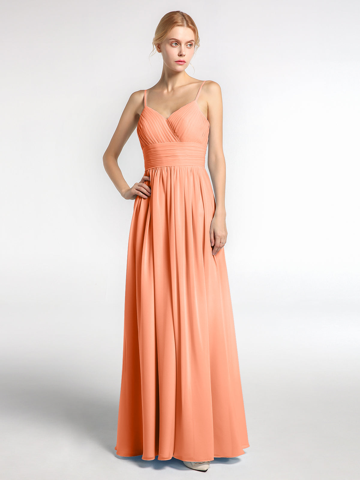 Chiffon Spaghetti Strap Maxi Dresses Papaya Plus Size