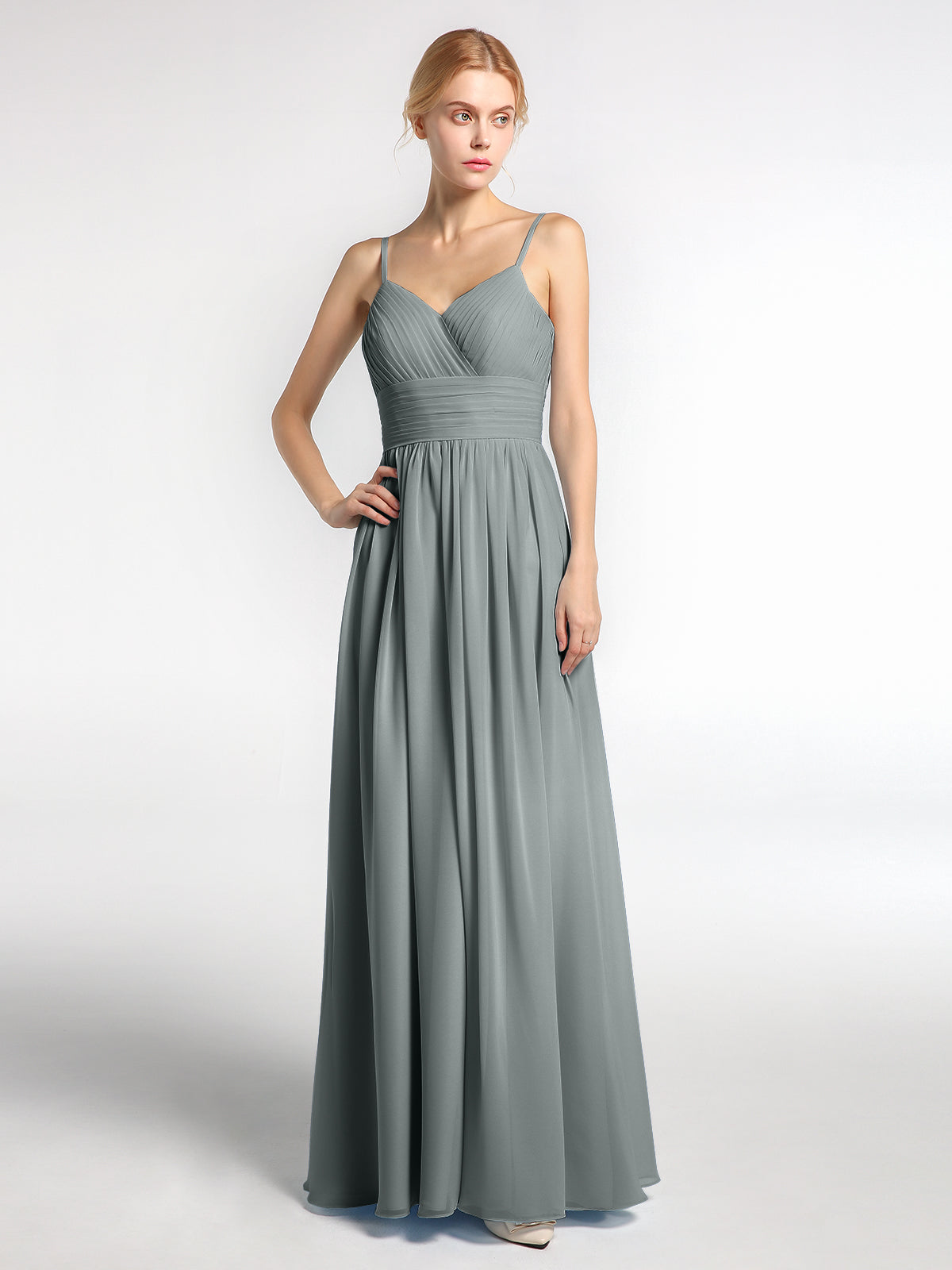 BABARONI Spaghestti Strap Chiffon Maxi Gowns Steel Grey, Steel Grey / US0 BABARONI Spaghestti Strap Chiffon Maxi Gowns Steel Grey, Steel Grey / US0