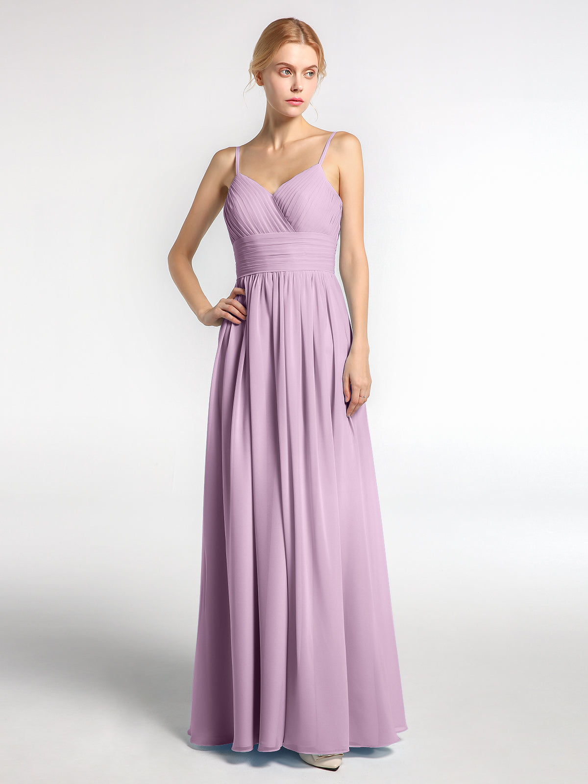 Full-length Spaghetti Straps Chiffon Gown Wisteria main image 0
