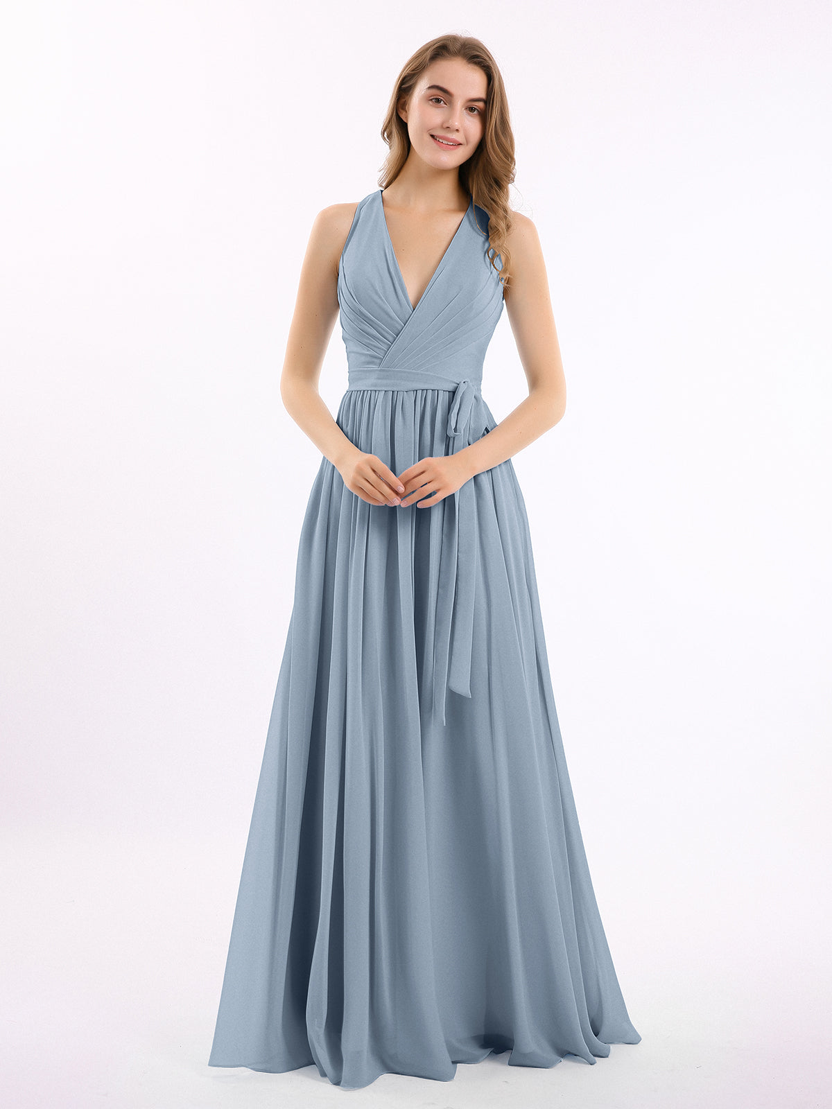 Royal Blue Bridesmaid Dresses Long A-Line Spaghetti Straps Chiffon  Bridesmaid Dress With Slit