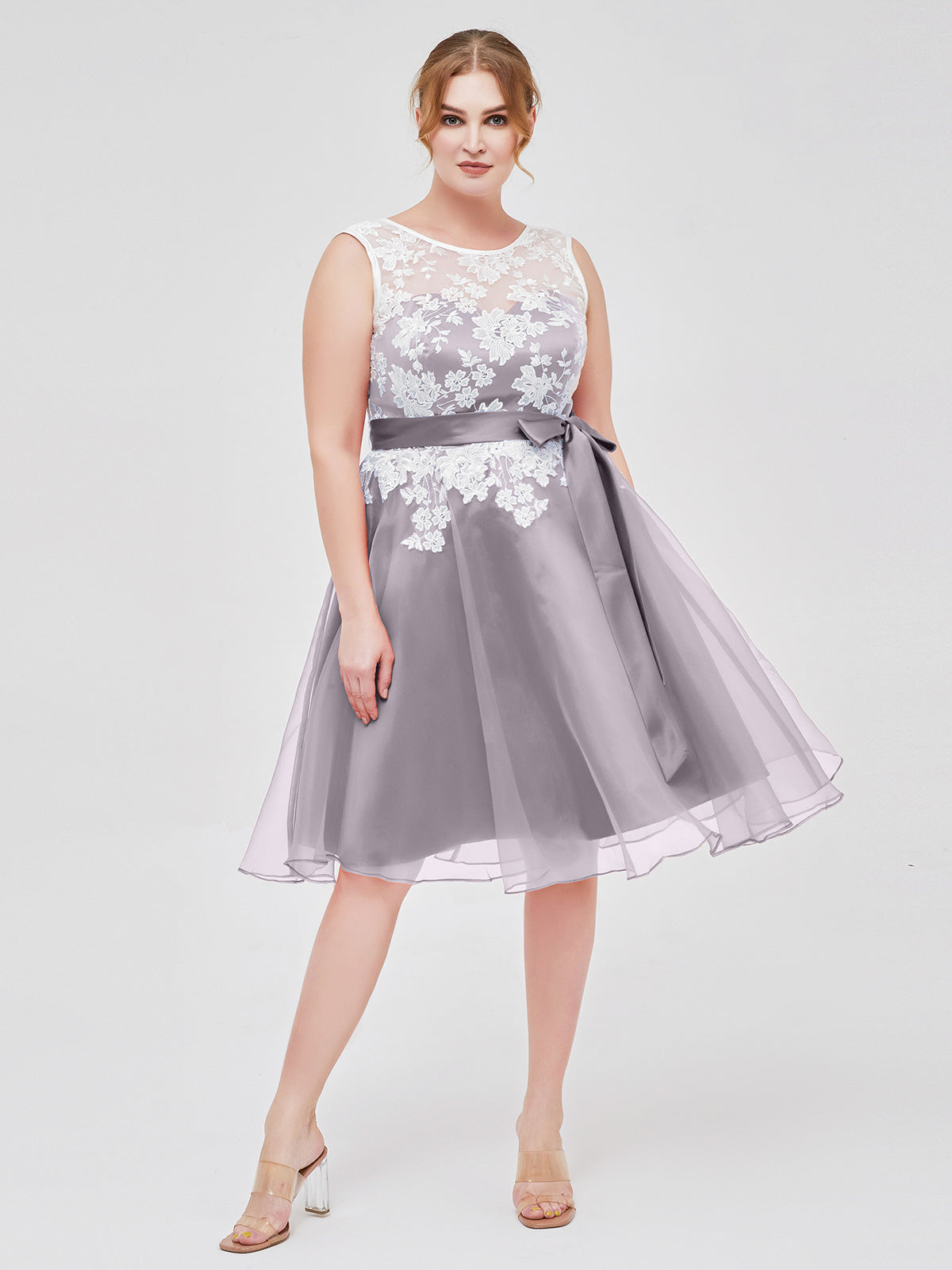 Full Length Dress with ILLusion NECK Dusk Plus Size