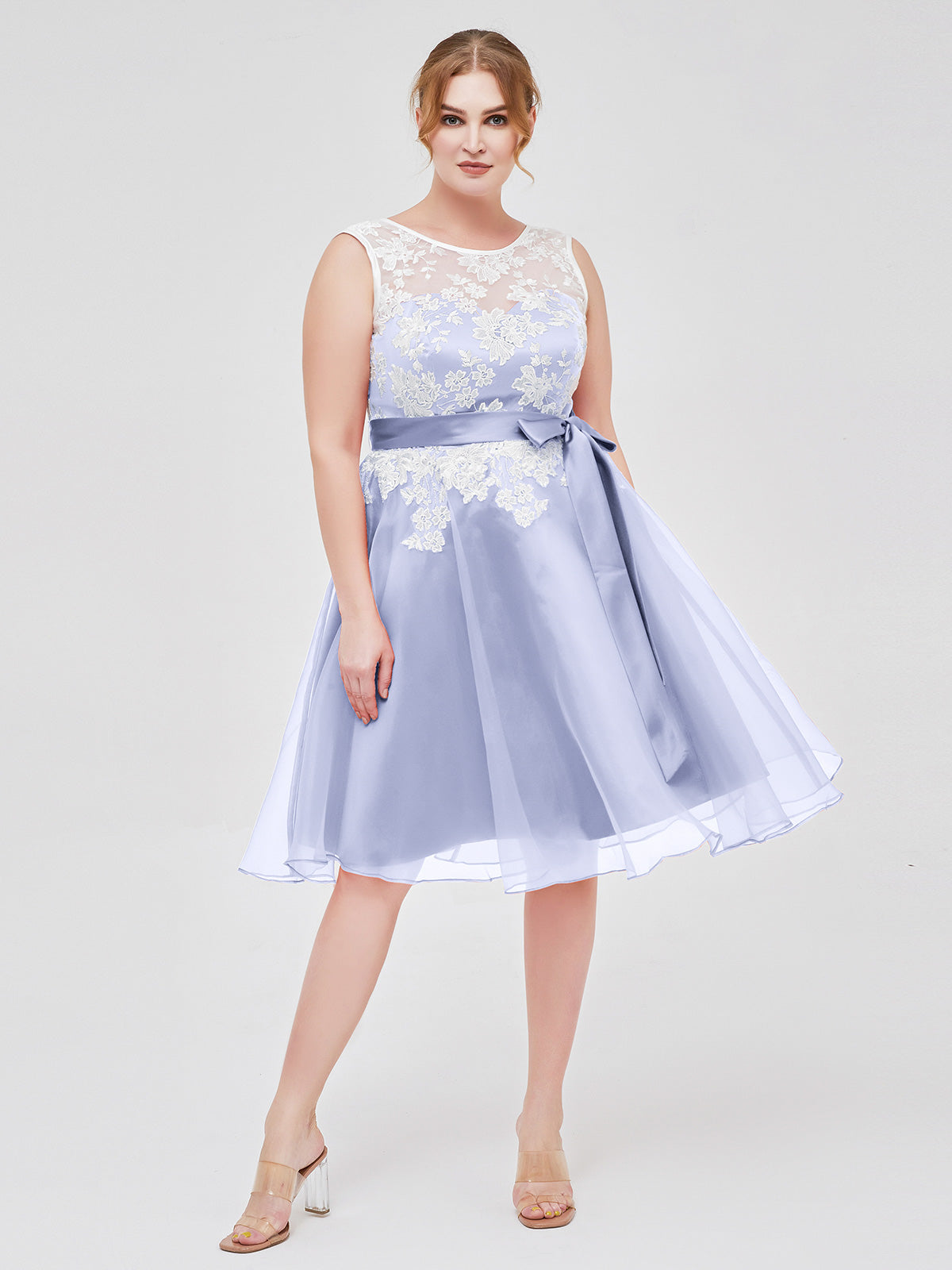 Anastasia Espejismo Organza Con Marvil Encaje Aplicado Plata Tallas Grandes