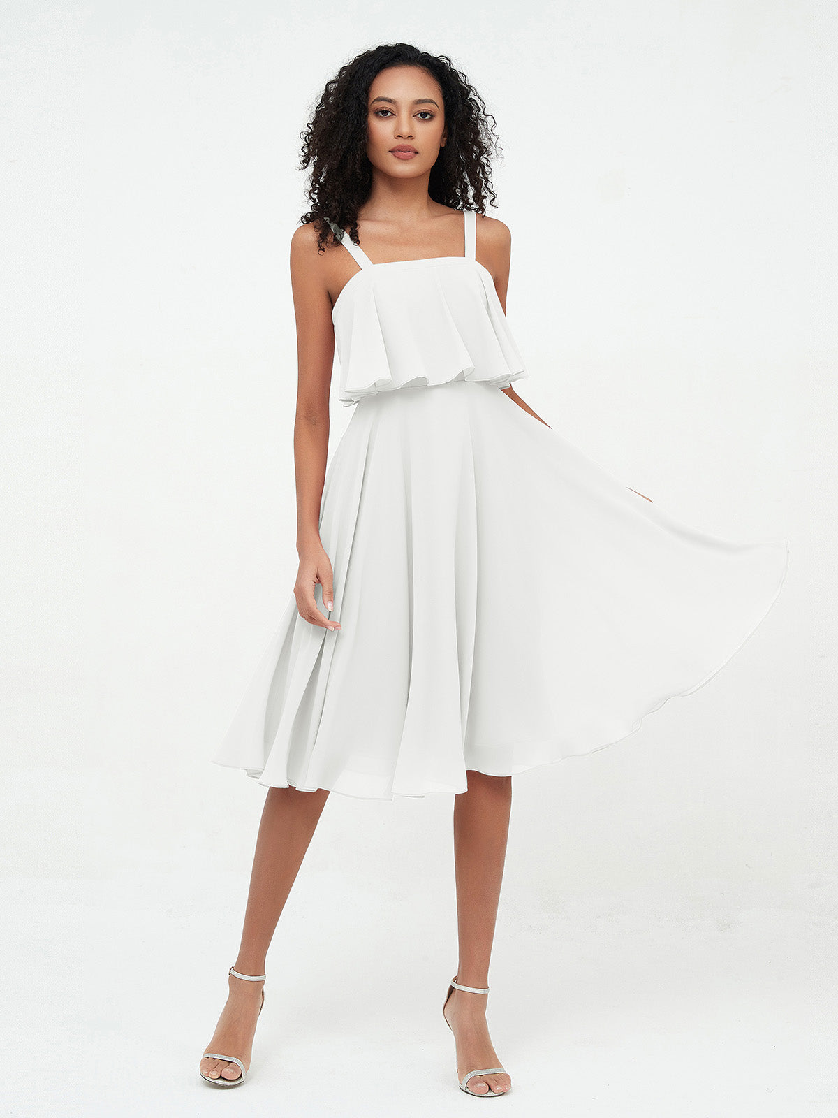 Shoulder Straps Circle Skirt Short Chiffon Dresses Stormy Plus Size