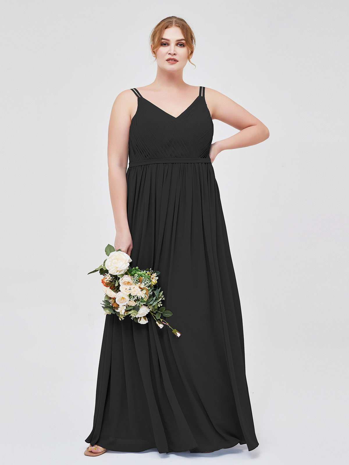 BABARONI Double Strap Chiffon Bridesmaid Dresses Black, Black / US0 BABARONI Double Strap Chiffon Bridesmaid Dresses Black, Black / US0