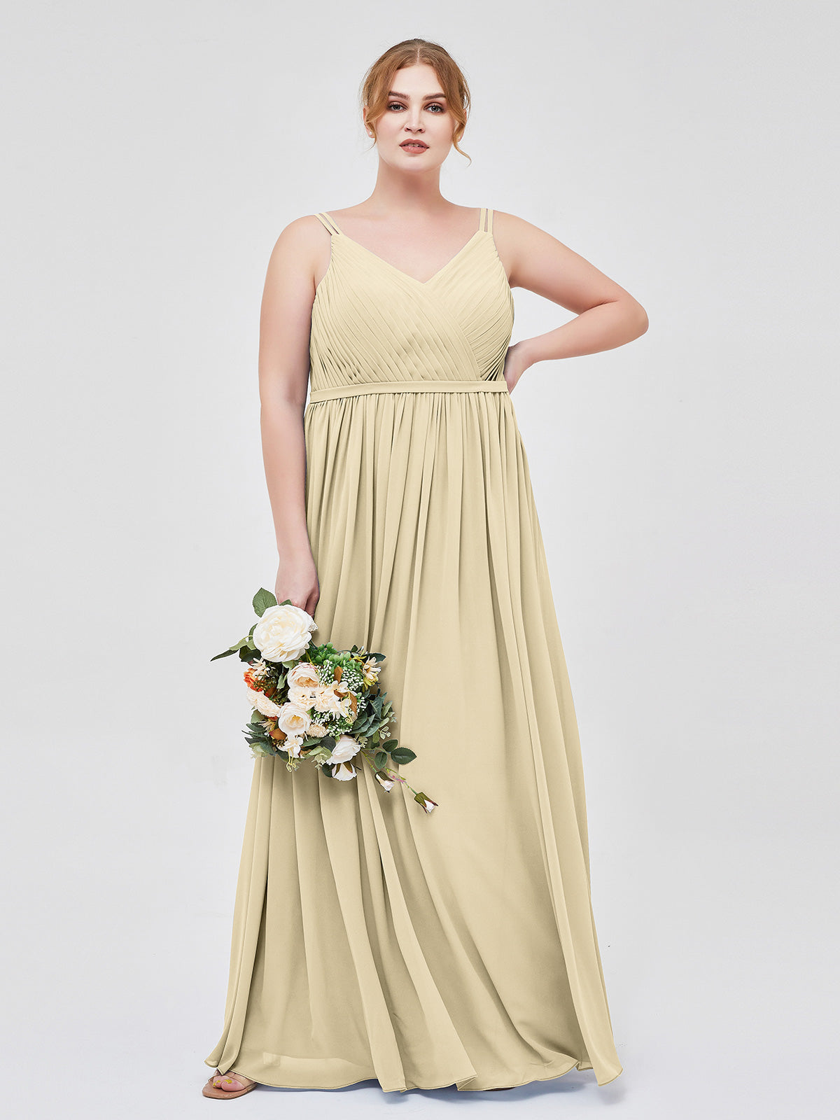 BABARONI Double Strap Chiffon Bridesmaid Dresses Champagne, Champagne / US0 BABARONI Double Strap Chiffon Bridesmaid Dresses Champagne, Champagne / US0