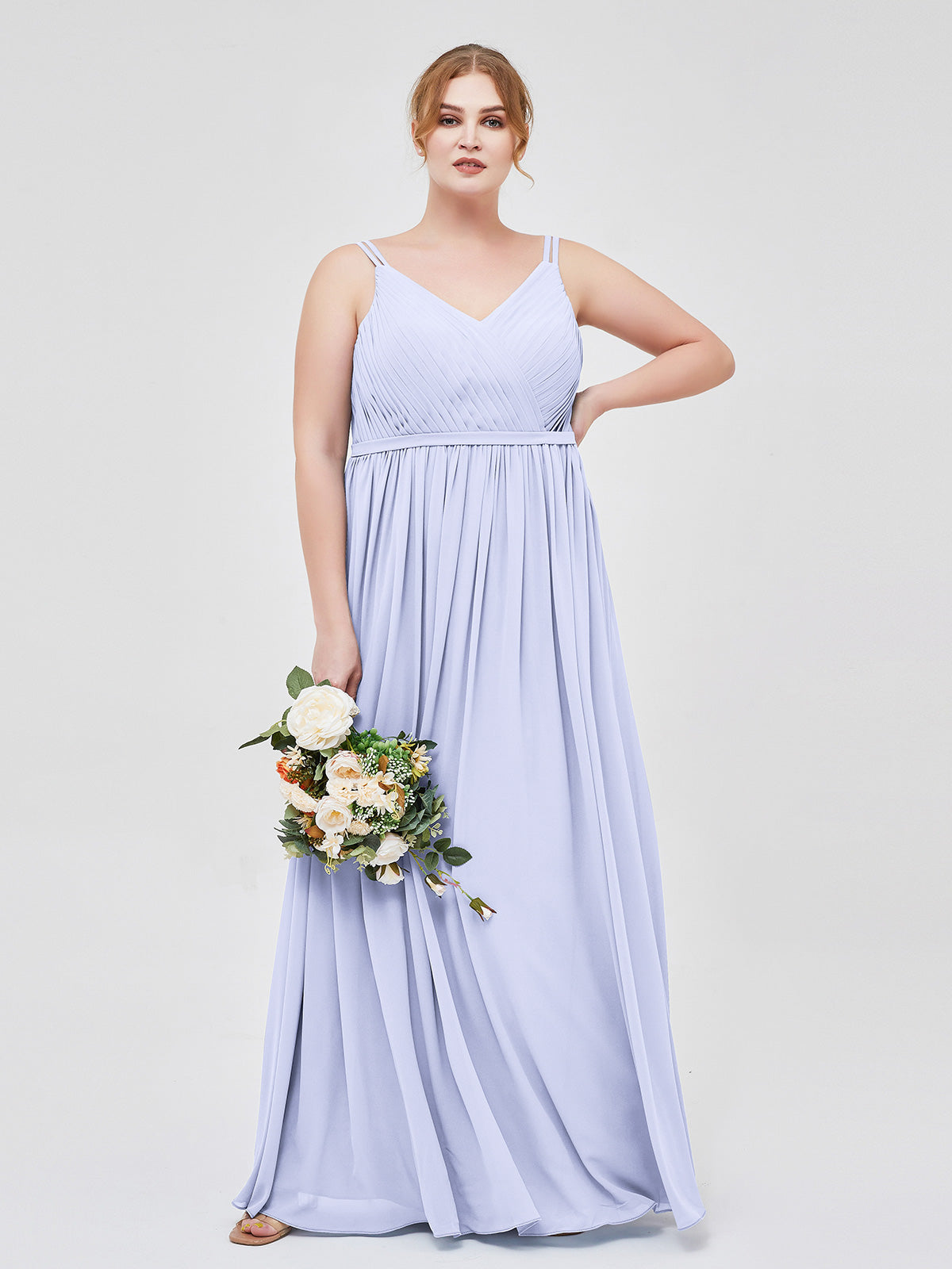 lavender bridesmaid dresses plus size BABARONI Chiffon V-neck Floor-length Sleeveless Ruched A-line, Lavender / US0 PIA MICHI 1936 NAVY Spaghetti straps Back detail Size:US 8 | EU 41 Custom Collection: mommy_collection