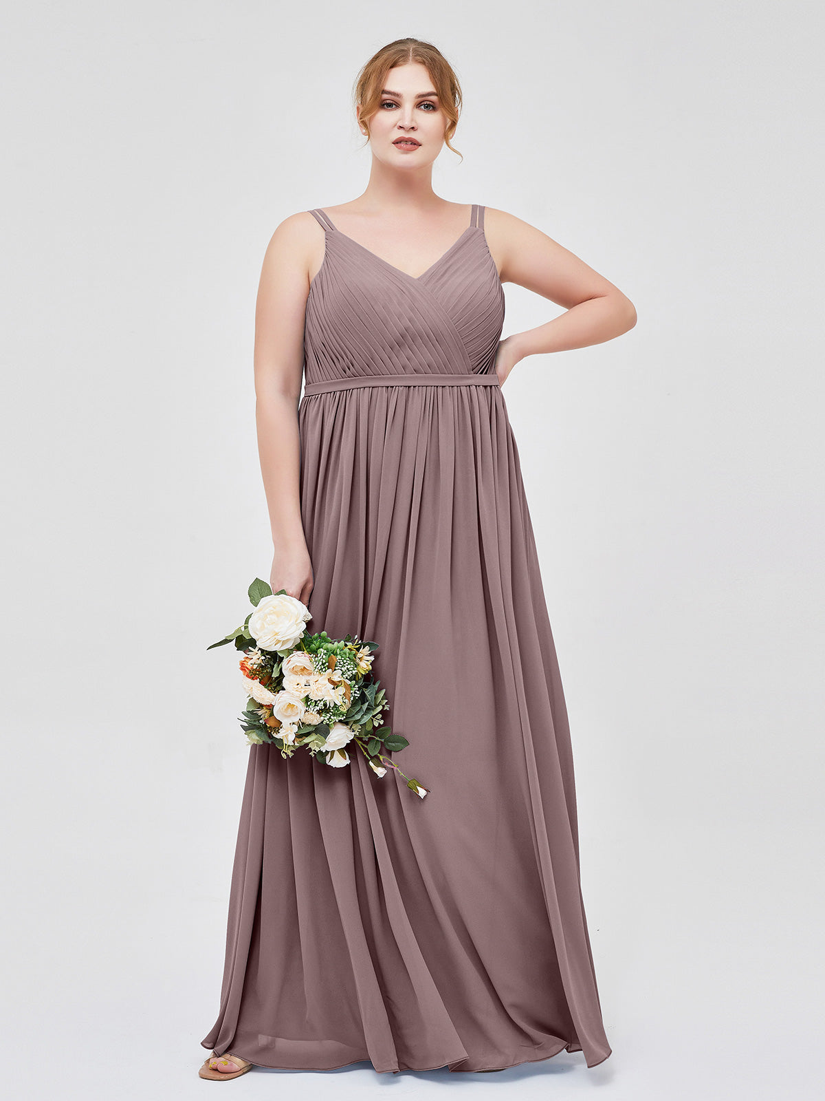 blue dress for baby girl BABARONI Double Strap Chiffon Bridesmaid Dresses Vintage Mauve, Vintage Mauve / US0