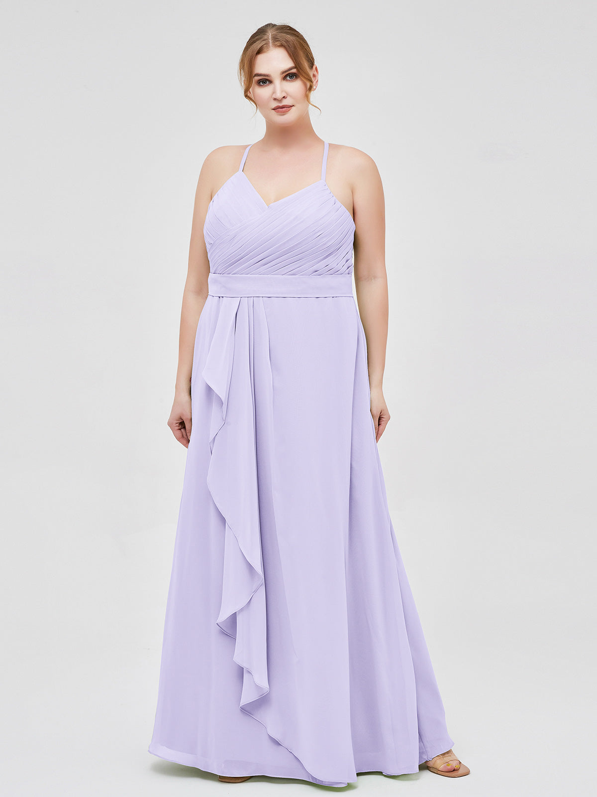 plus size lilac bridesmaid dresses BABARONI Chiffon V-neck Floor-length Spaghetti Straps Pleated A-line, Lilac / US0 axll_seo Ondine Blue Floral Bubble Available in full size Size:XL 14