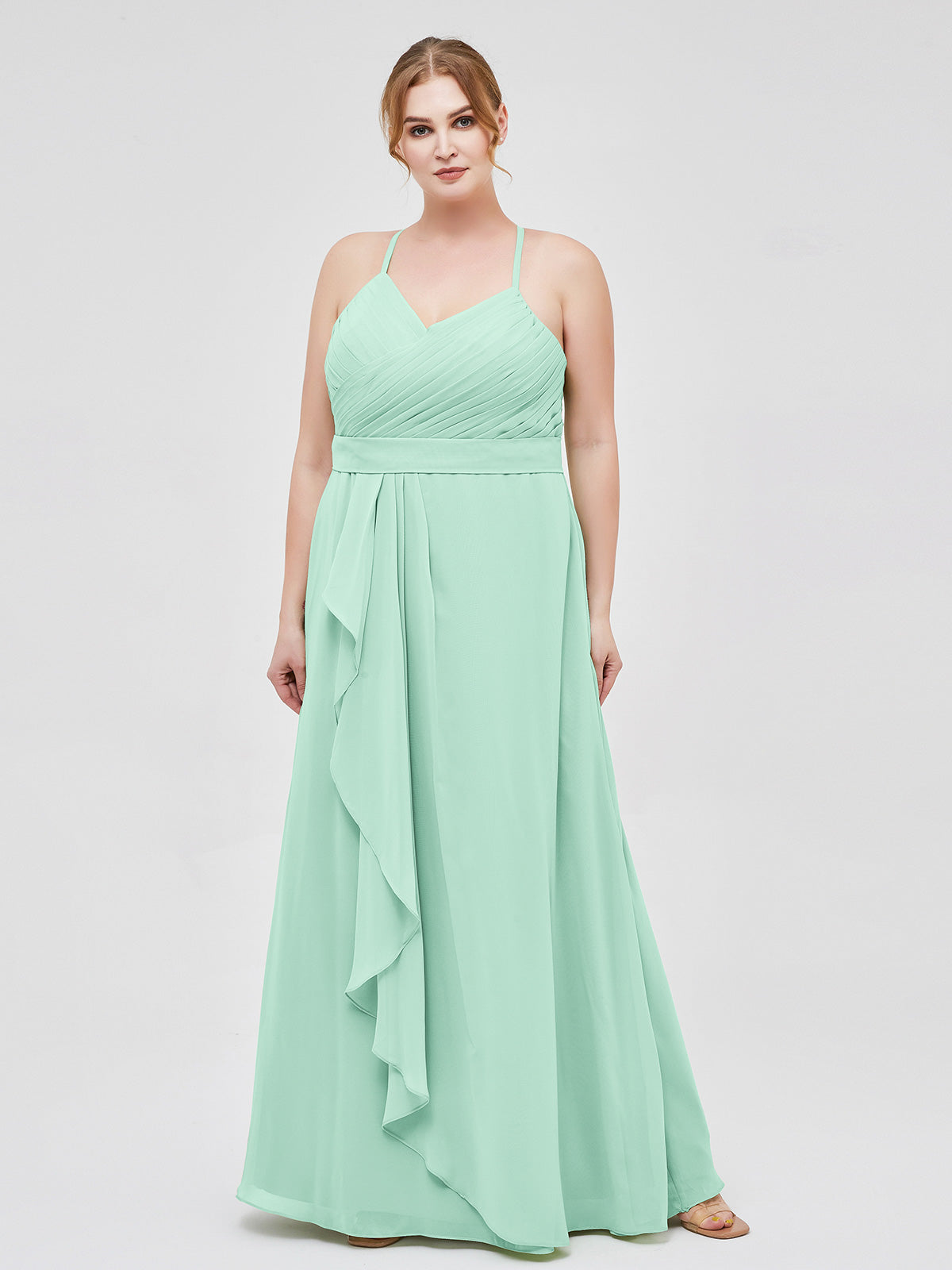 Sage Green Plus Size Mint Green Bridesmaid Dresses Spaghetti