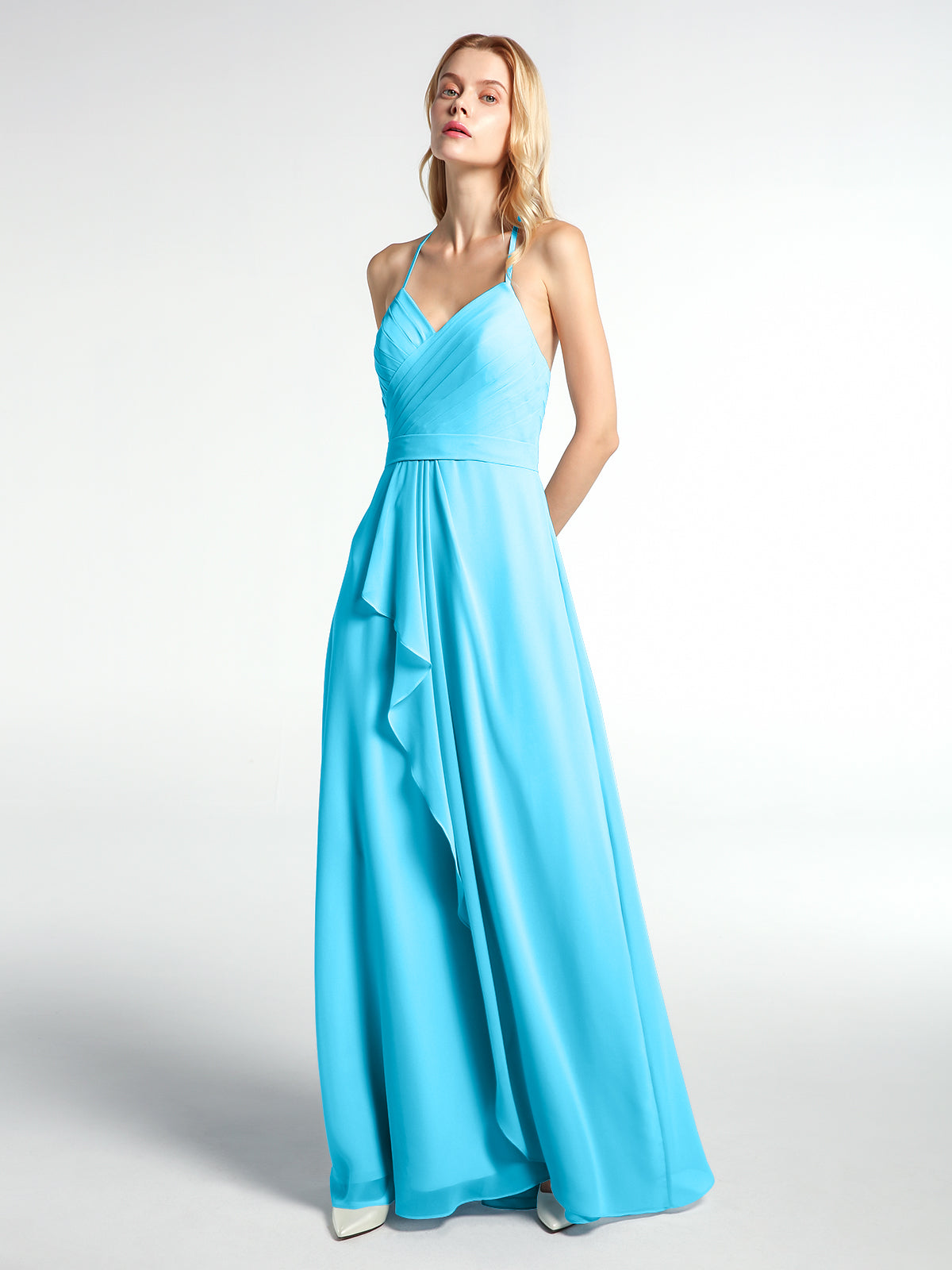 Empire Bridesmaid Gown with Spaghetti Strap Pool Plus Size