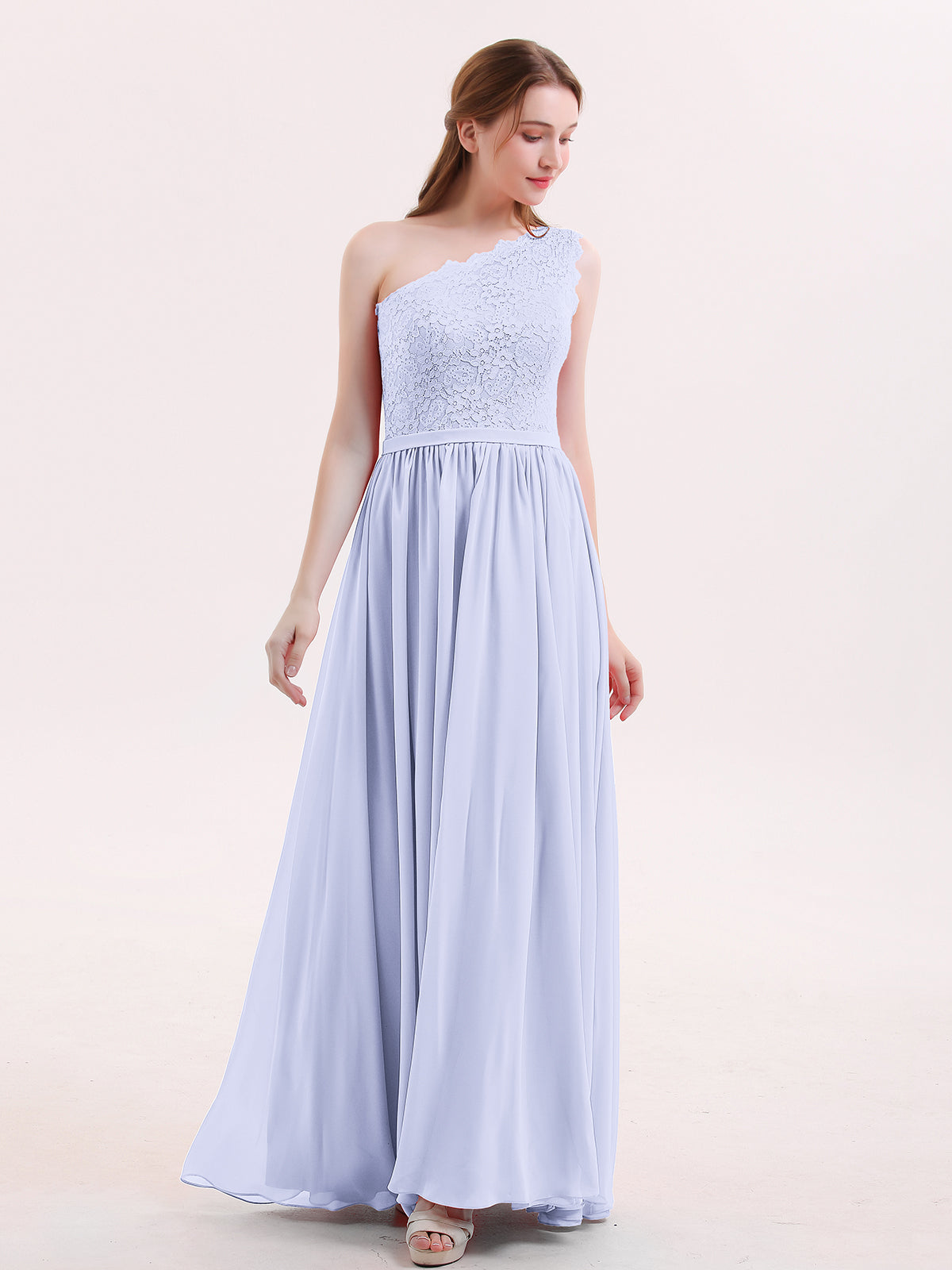 Off the Shoulder Long Chiffon Dresses Lavender Plus Size