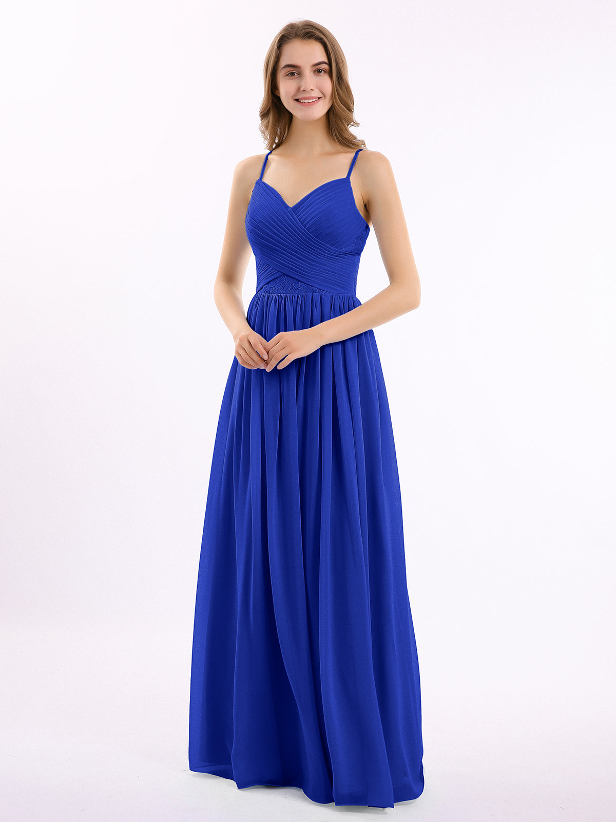 Empire Bridesmaid Gown with Spaghetti Strap Royal Blue