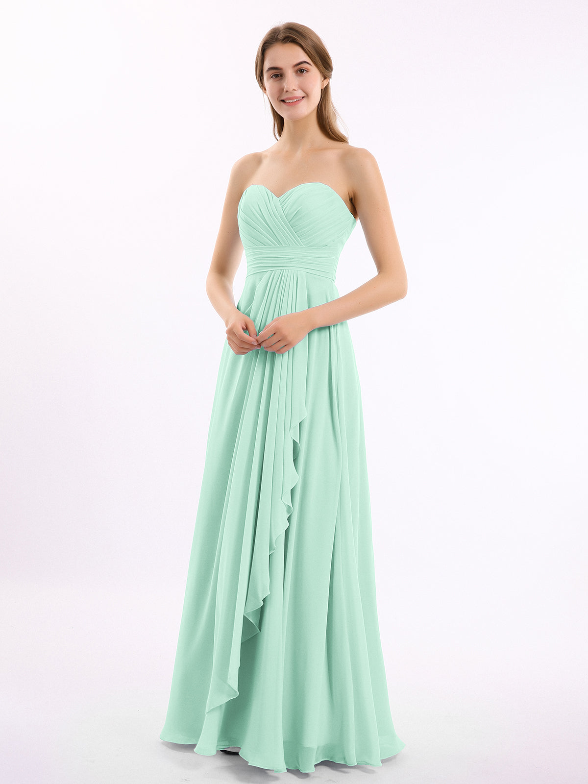 Halter Long Chiffon Dress with Open Back Mint Green Plus Size