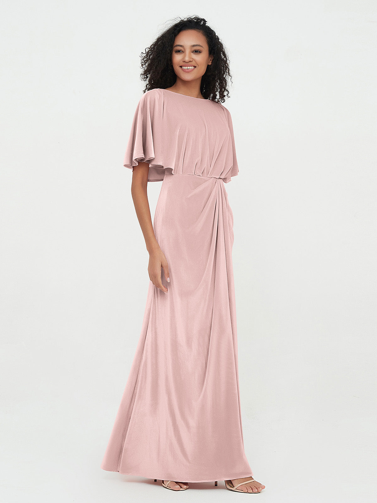 knee length dresses for ladies BABARONI Off Shoulder Lace Top Long Sleeves Dresses-Dusty Rose, Dusty Rose / US0
