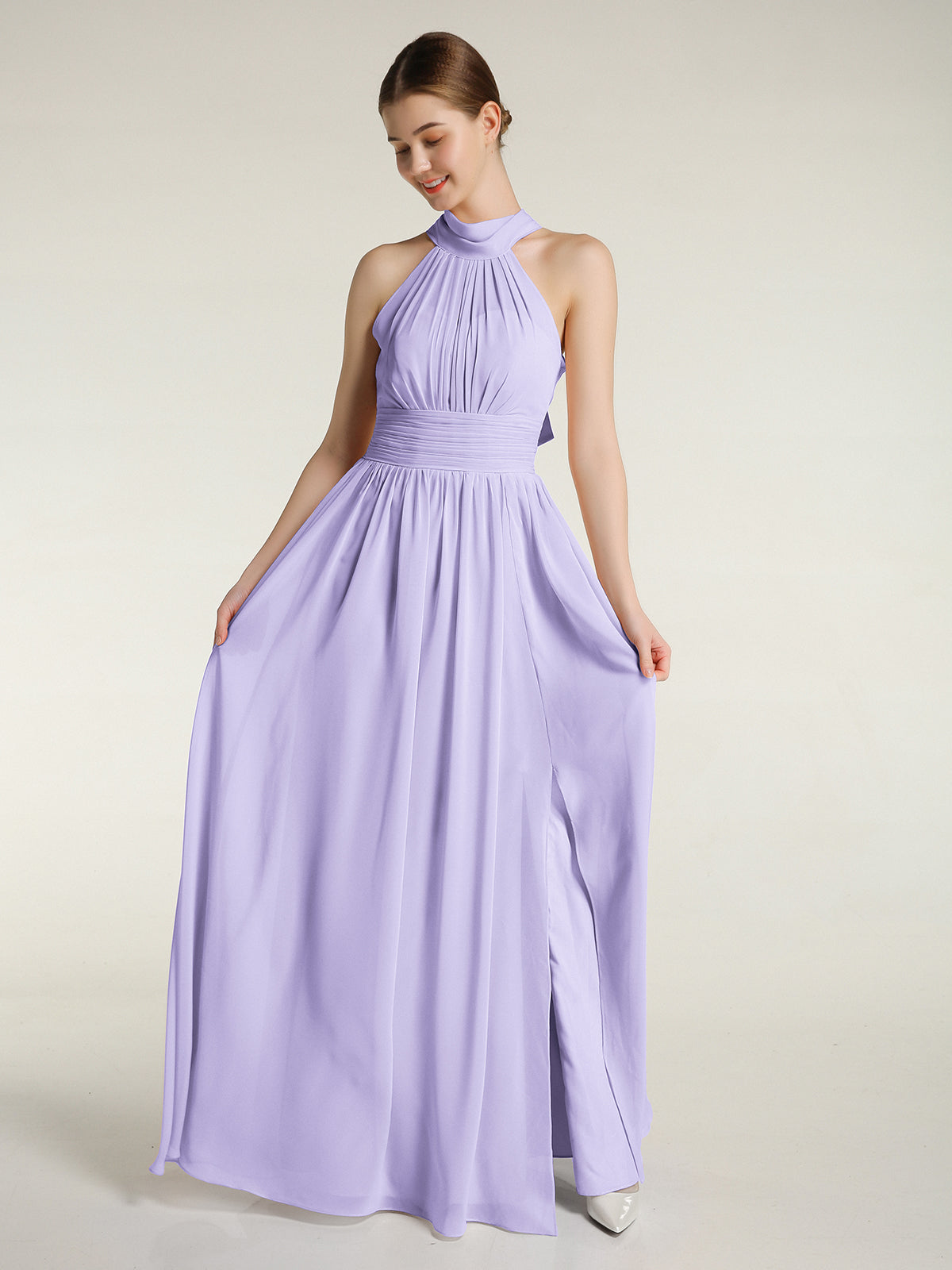 BABARONI High Neck Full Length Dresses with Slit Lilac, Lilac / US0 BABARONI High Neck Full Length Dresses with Slit Lilac, Lilac / US0